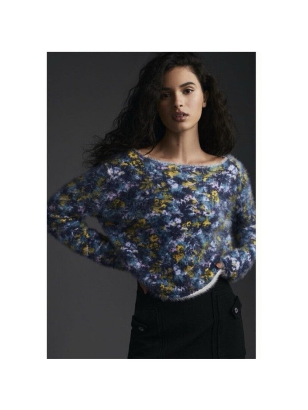 NEW Pilcro Anthropologie Cropped Eyelash Sweater Size S